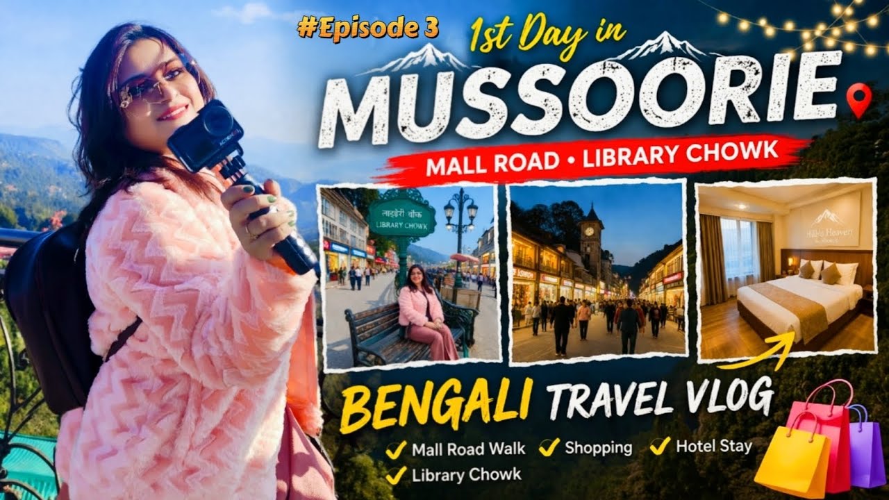 Finally Mussoorie 🤩 Library Chowk & Mall Road ঘুরে এলাম 🛍️ Uttrakhand Series Ep 3 | Travel Vlog
