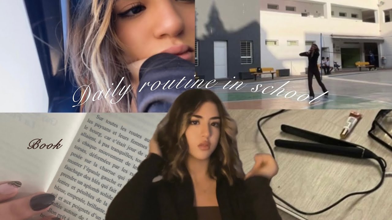 My daily routine at school (makeup 🤞🏻+ breakfast🥞 + writing✏️ + lunch🍕 + sports🏐)