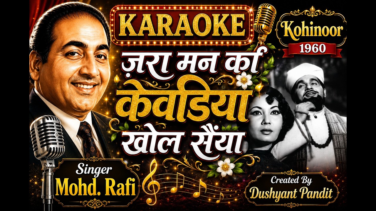 Karaoke Zara Man Ki Kewadiya Khol Hindi & Eng Scrolling I Mohd RafiSahab I Kohinoor Dushyant Pandit