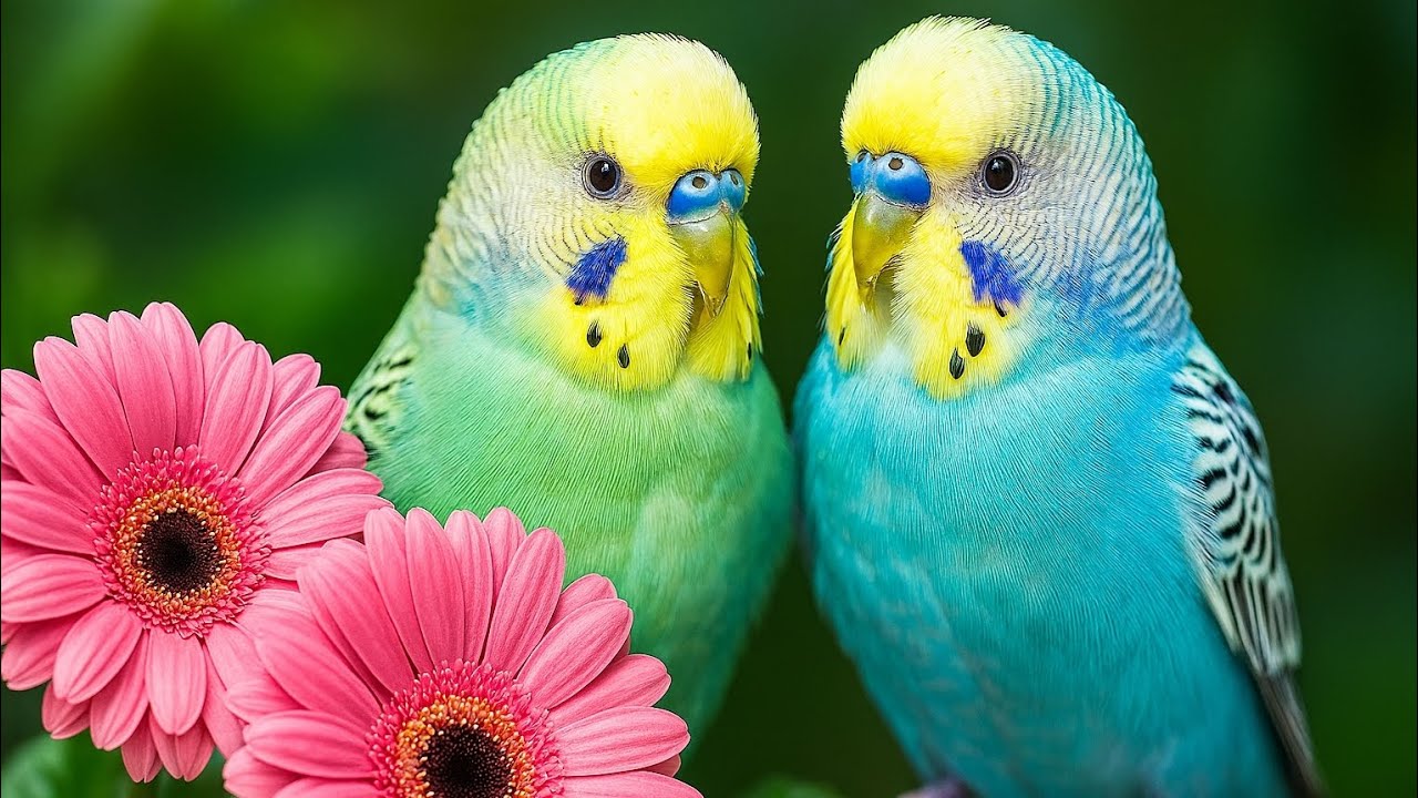 Lovebirds & Blossoms: A Colorful Moment