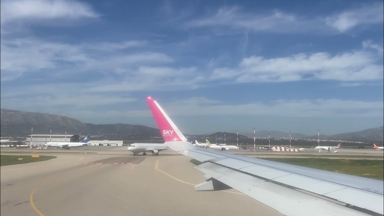 SKY express GQ800: Athens to Brussels: Pushback, Taxi & Takeoff | SX-CHG (A320NEO)