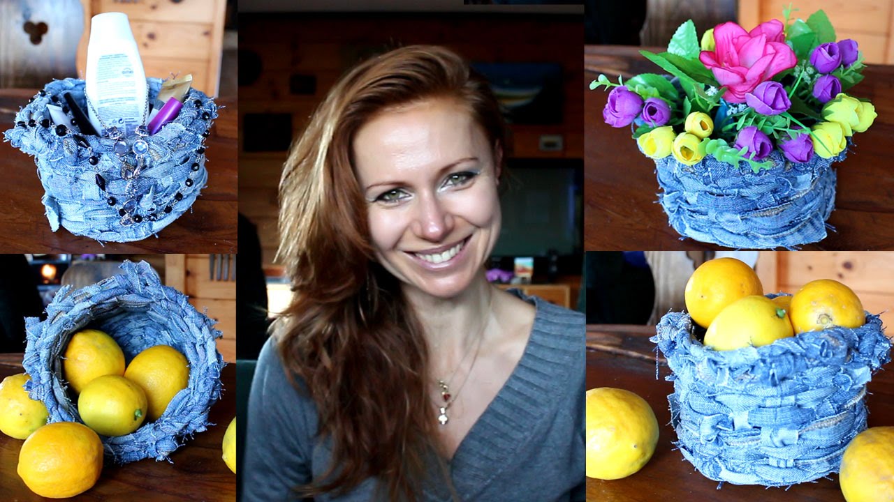 DIY recycling - How to make basket from old jeans