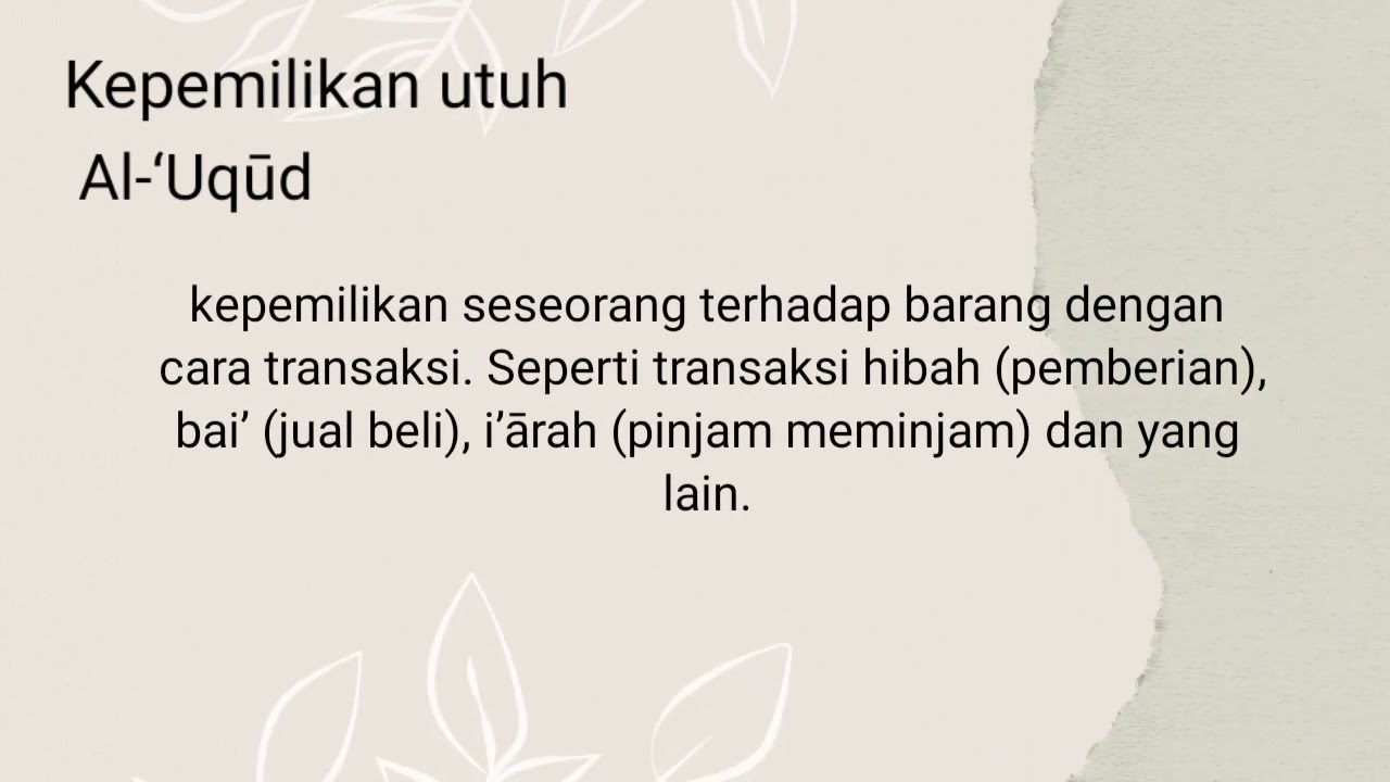 Kepemilikan Utuh dan Kepemilikan tidak utuh