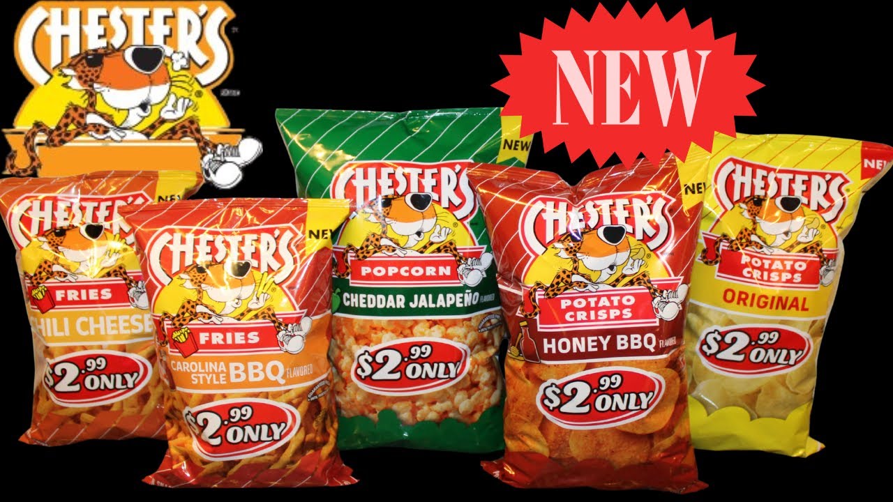 Chester’s Chili Cheese/Carolina Style BBQ Fries, Cheddar Jalapeno Popcorn, Honey BBQ/Original Crisps