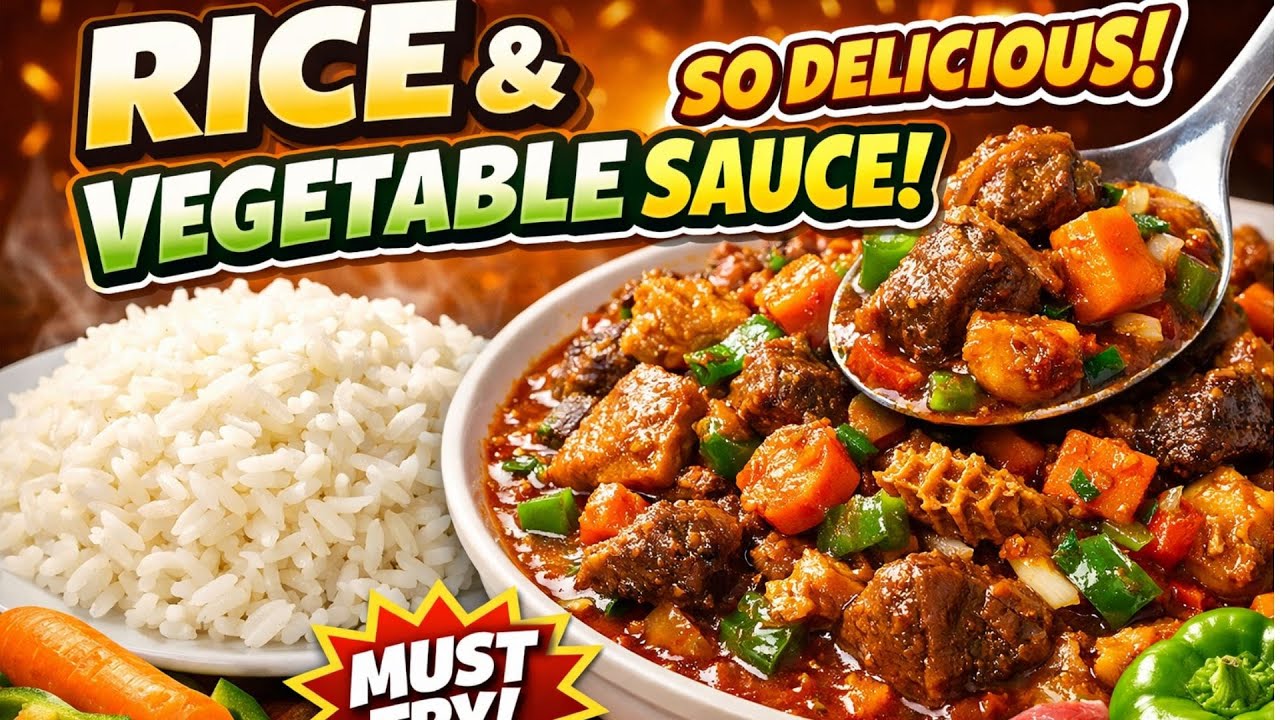 White Rice and Vegetable Sauce | Simple Nigerian Lunch Recipe