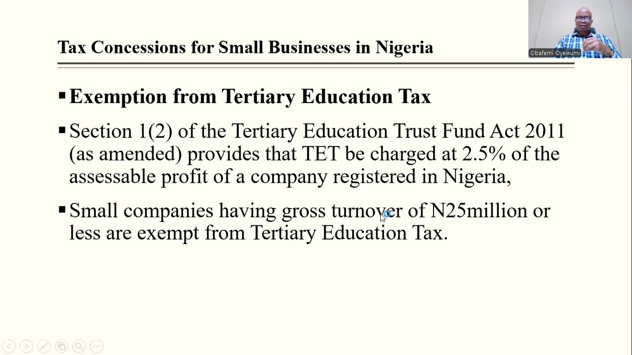 Tax Concessions Granted Small Businesses