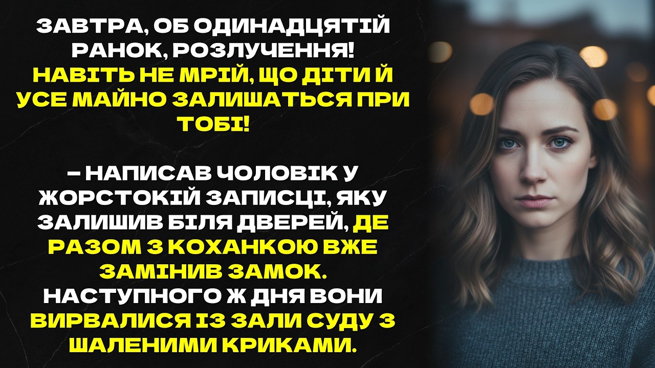 Завтра, об одинадцятій ранок, розлучення! Навіть не мрій, що діти й усе майно залишаться при тобі!
