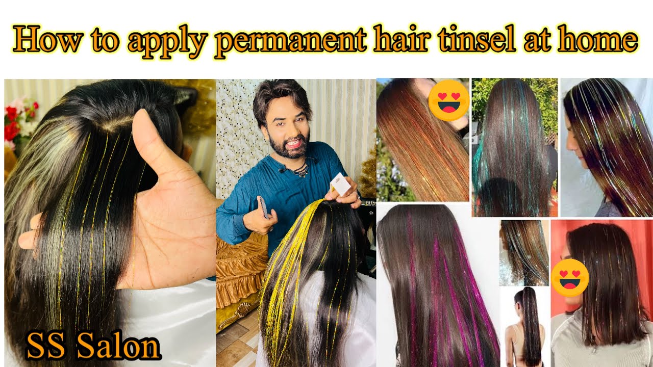 How to apply permanent hair tinsel at home // easy and quick apply tinsel // #Tinsel