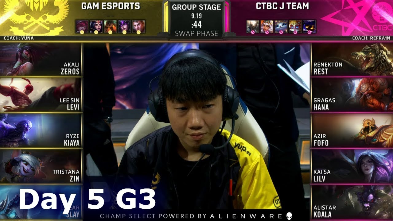 GAM vs JT | Day 5 S9 LoL Worlds 2019 Group Stage | GAM Esports vs J Team