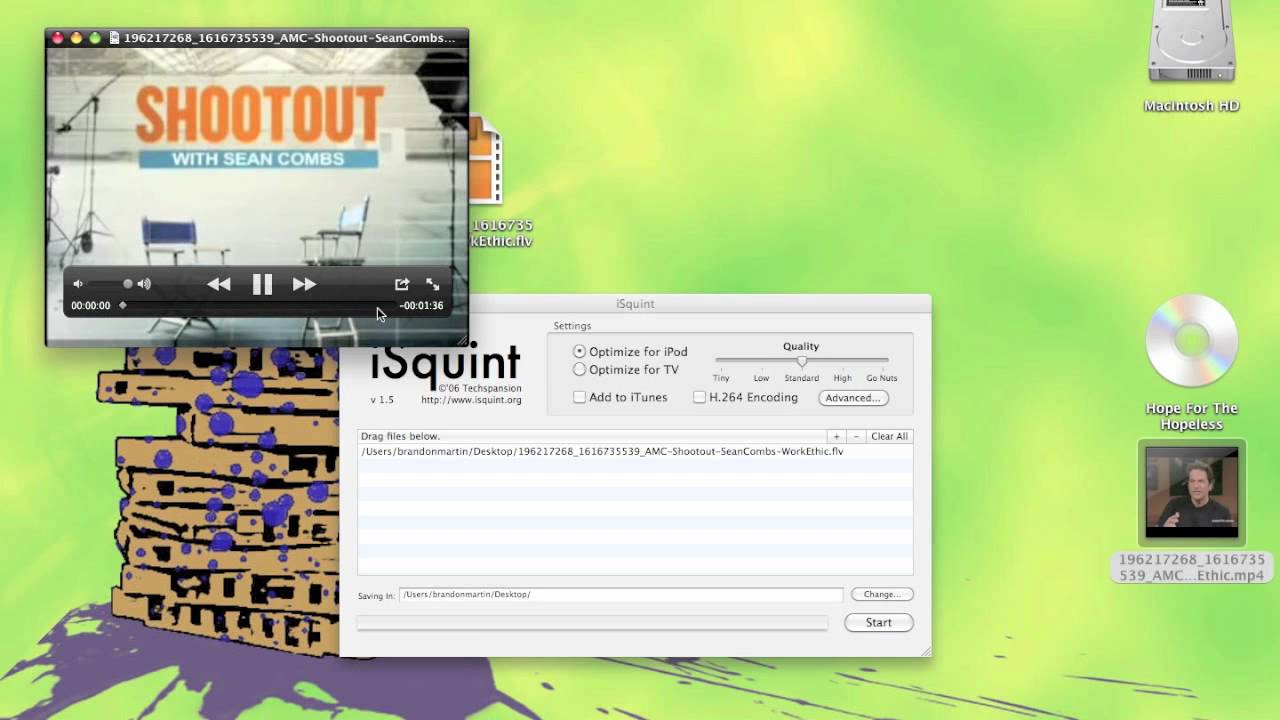 Converting FLV files to MP4 with iSquint