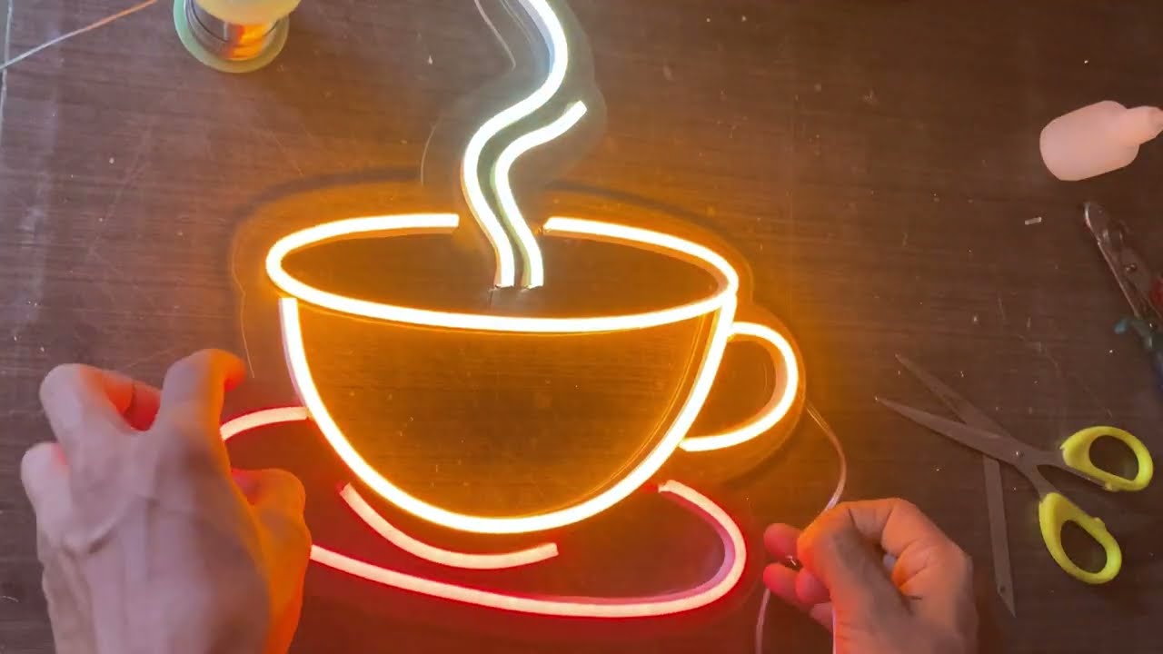 How to make neon sign board easily at home ... neonsign #neonlight #neonart #tranding #viralvideo