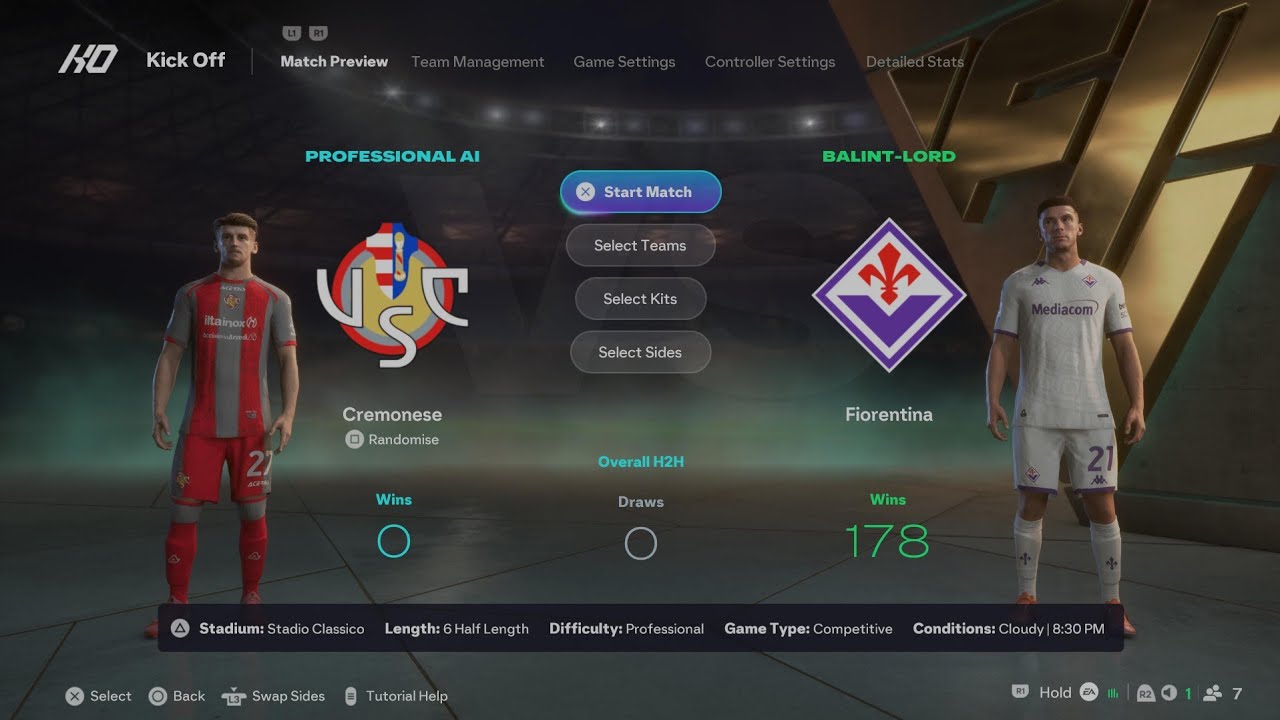 EA SPORTS FC 26 Cremonese-Fiorentina SERIE A full match 25/26 PS5
