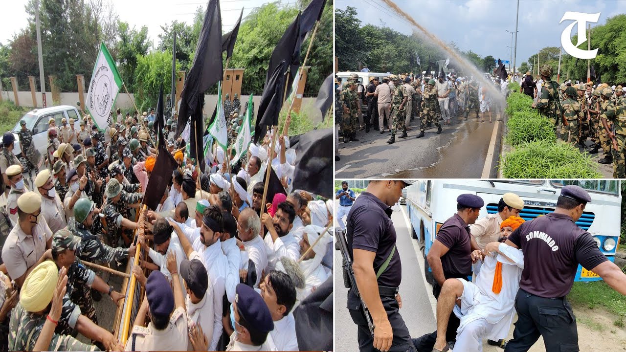 Haryana Police use water cannon to disperse farmers in Jhajjar