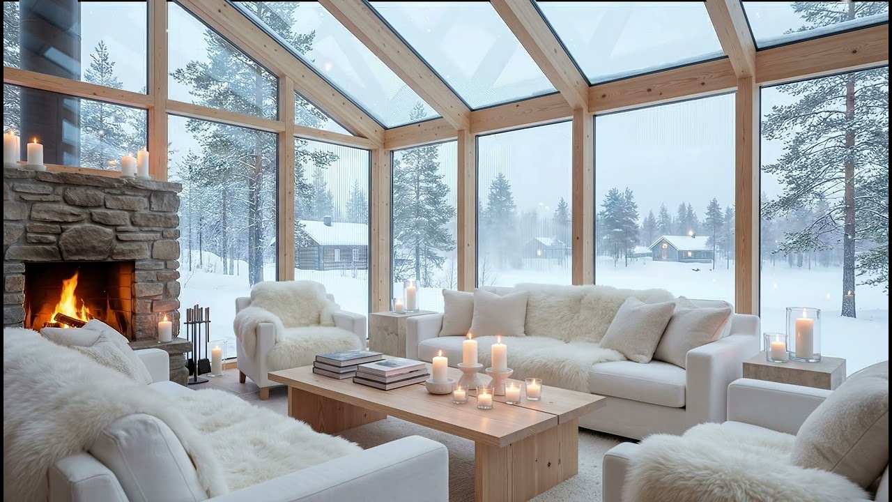 Peaceful Snowy Night Ambience with Soft Piano for Deep Sleep, Relaxation and Winter Calm