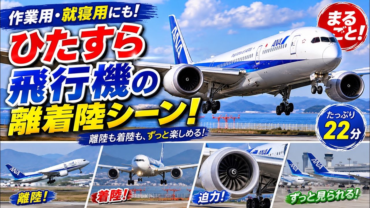 【まるごと離着陸！】【作業用】【就寝用】飛行機の離着陸シーンなどまとめ（松山空港）#automobile