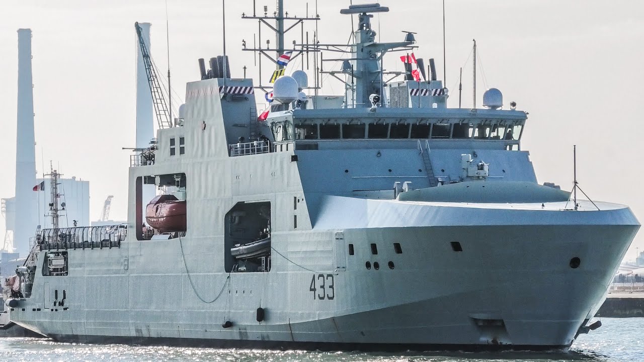 Royal Canadian Navy Offshore Patrol Vessel HMCS William Hall leaving Le Havre, France - Jun 6, 2024