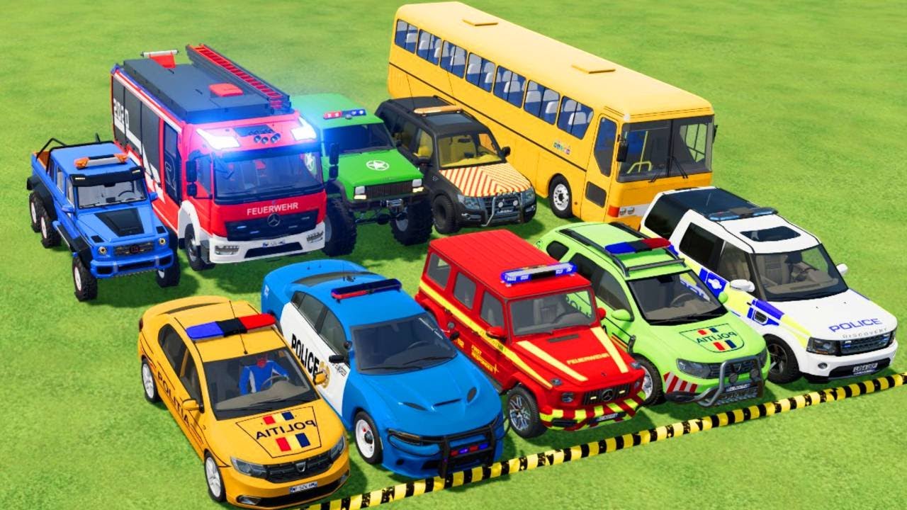 TRANSPORTING EVERY EMERGENCY VEHICLE ON A GIANT TRAIN! -FARMING SIMULATOR 22!