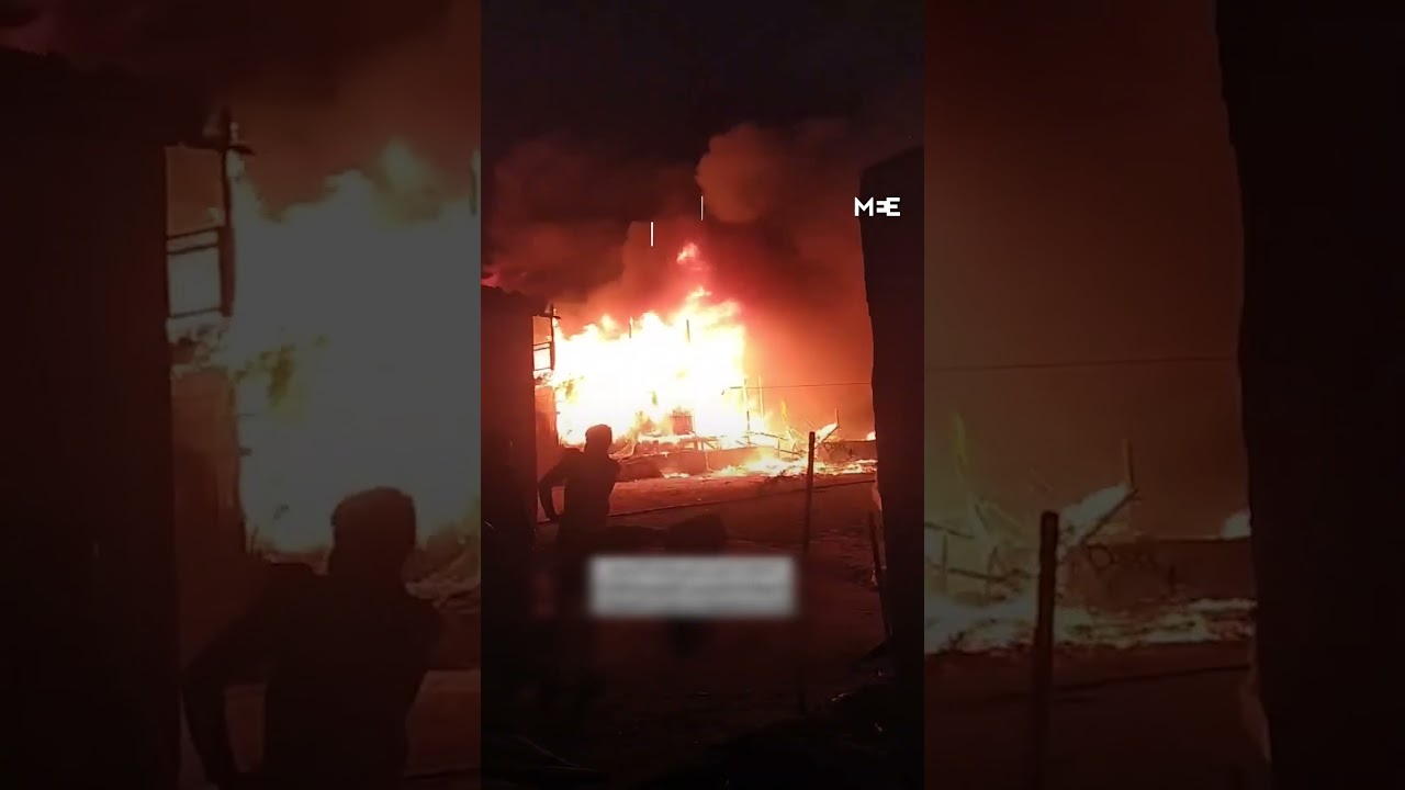 Fire breaks out in central Gaza after Israeli air strikes