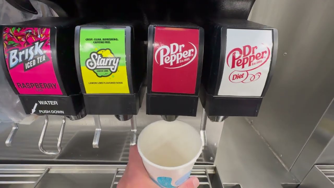 Mega Soda Refills POV ASMR Getting Drinks at Soda Fountain Machine Coke Pepsi Dr Pepper Mountain Dew