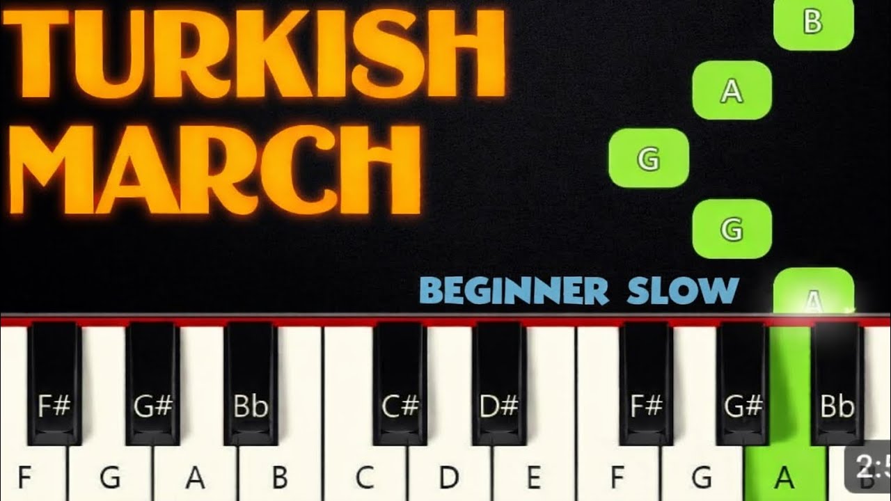 Turkish March - Mozart / BEGINNER PIANO TUTORIAL SLOW