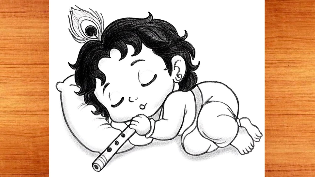 Little krishna drawing| bhagwan drawing| chitra 