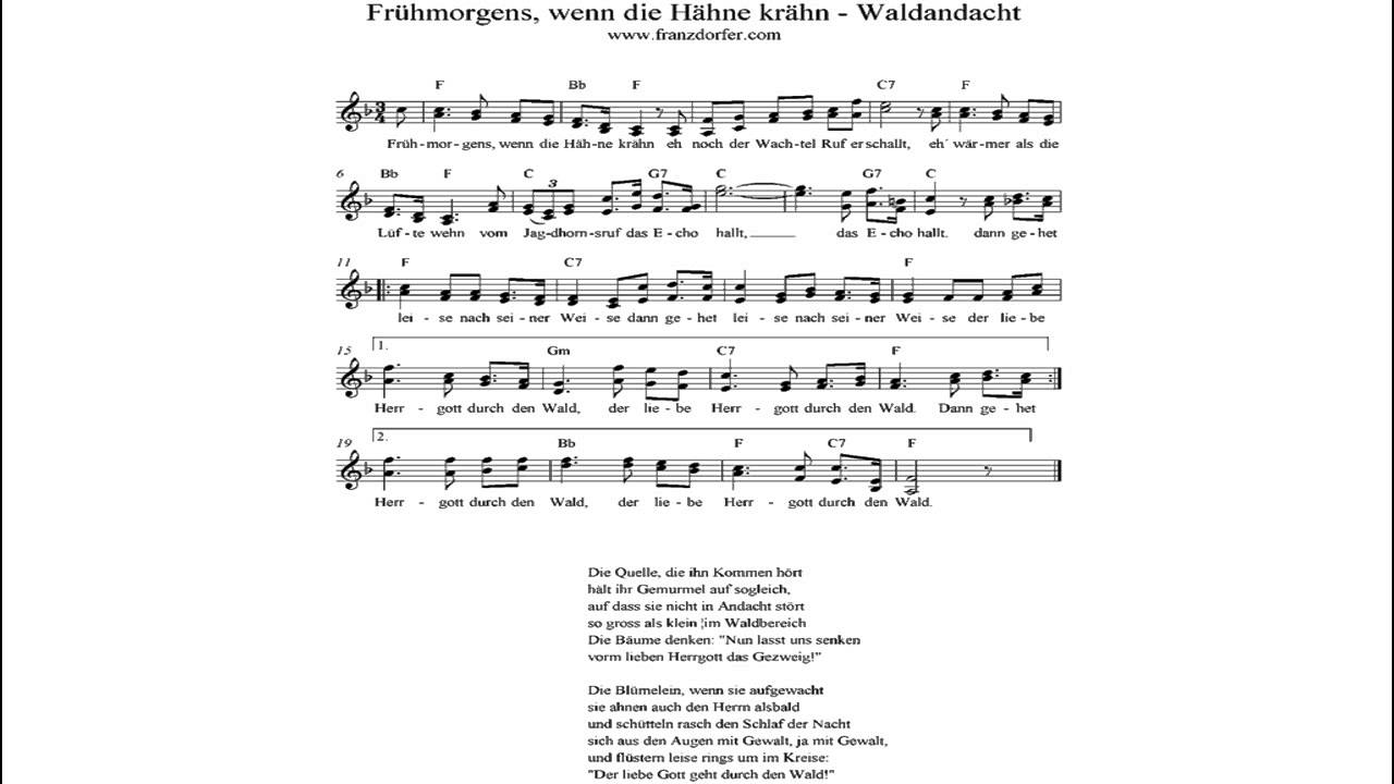 Waldandacht - Frühmorgens wenn die Hähne krähn