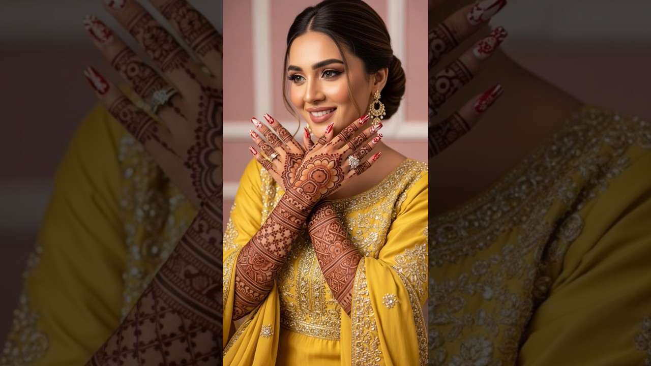 bridal mehndi design/yellow dress mehndi design 