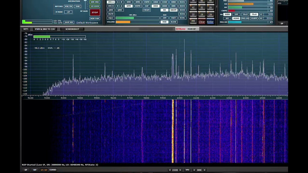 Listening to the HF Air Band on the SDR after making changes to my on the ground loop antenna. 
