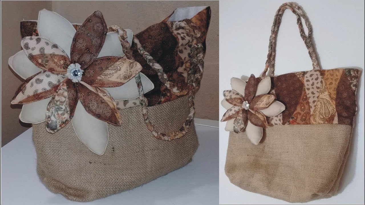DIY Bolsa de yute combinada