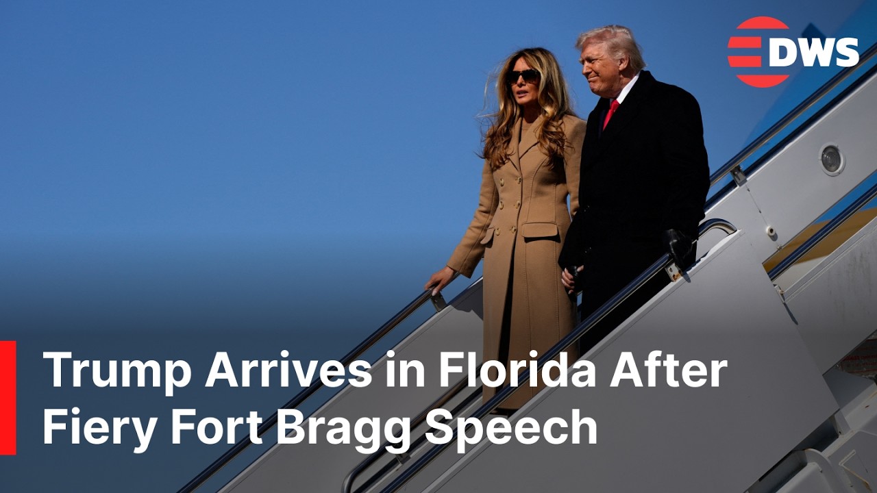 BREAKING: Trump and First Lady Arrive in Florida After Fiery Fort Bragg Speech to U.S. Troops | AC1B