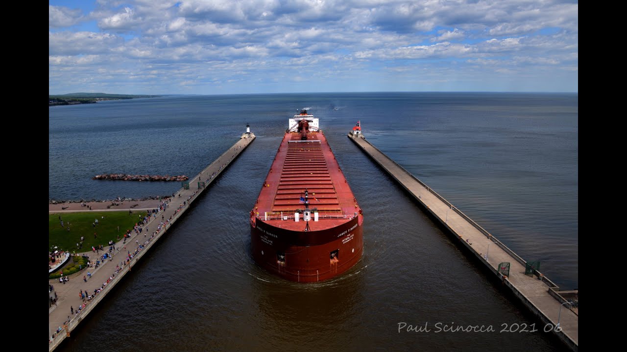 A view from Above! The James R Barker Duluth arrival from the viewpoint of the Aerial Bridge 061421