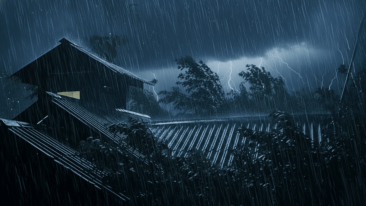 Night Rain & Thunder Sounds | Heavy Rain on Roof Black Screen for Sleeping