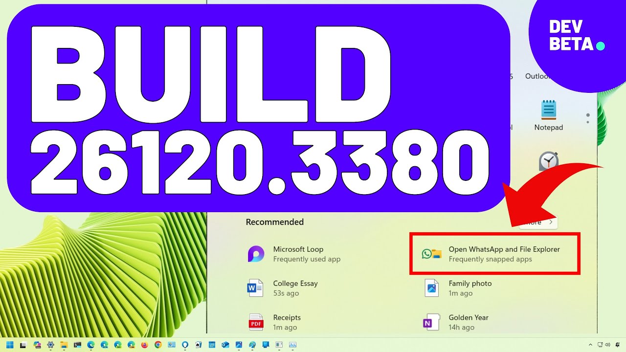 Windows 11 build 26120.3380: NEW Start with Snap Group, Explorer file suggestions, Top Cards, more