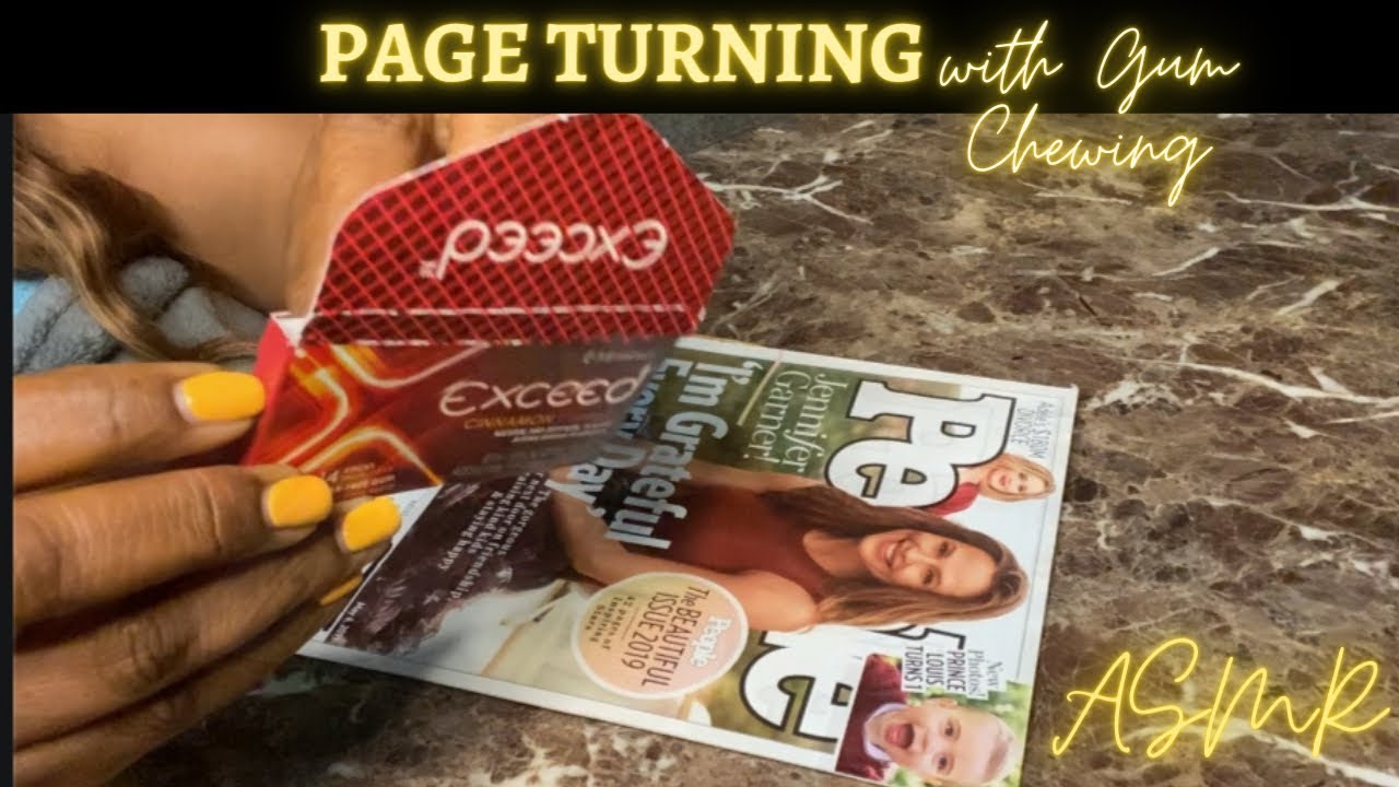 ASMR People Magazine Page Turning 📖 with Intense Gum Chewing and Inaudible Whispers(Finger Licking)