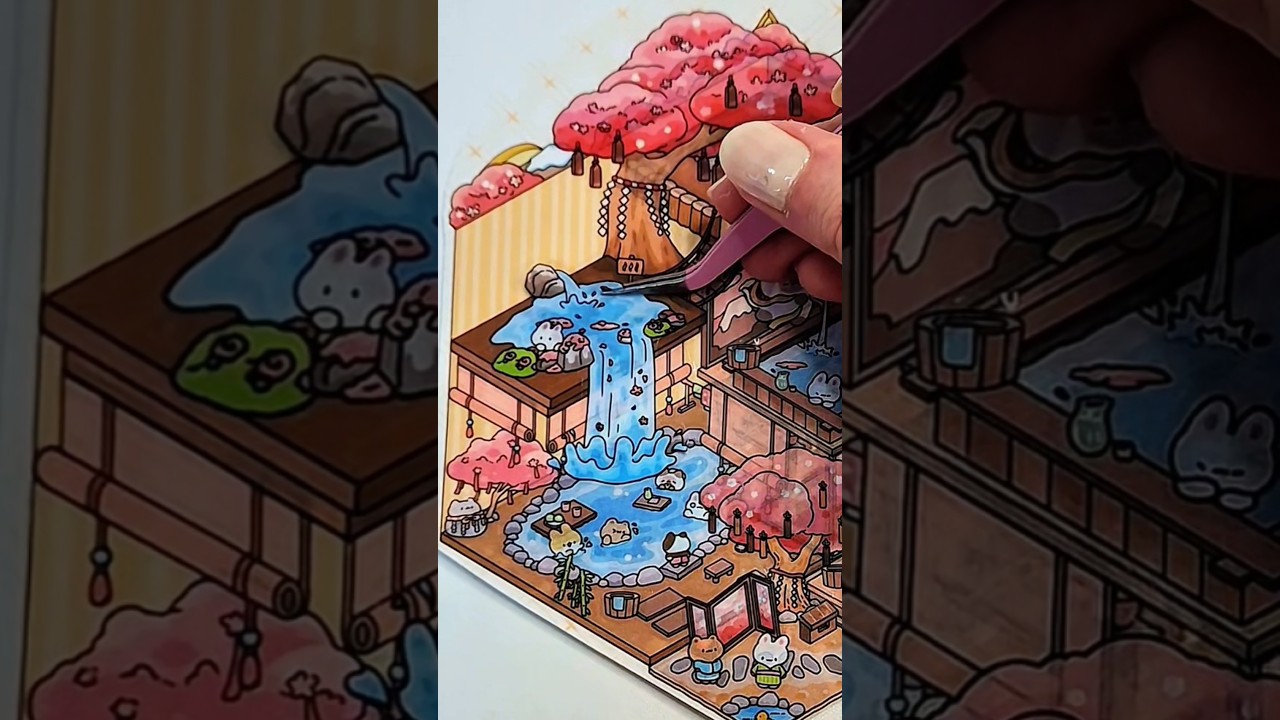 Asmr cen&aacute;rio adesivo. &Aacute;guas termais #scenestickers #sticker #asmr #sticker3d #stickers #miniature