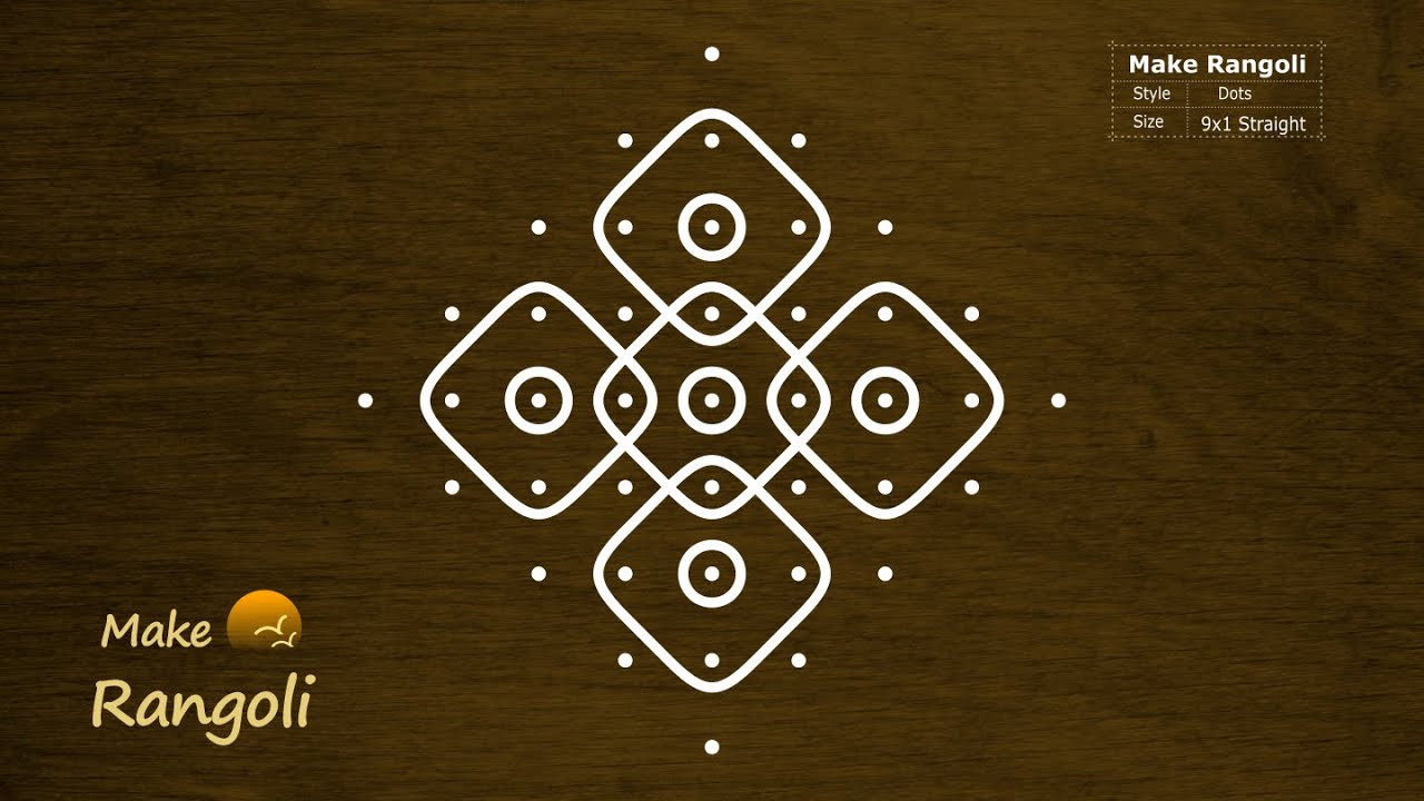 Simple Rangoli Design with dots | Easy Sikku kolam with 9x1 dots | Beginners Rangoli | Make Rangoli