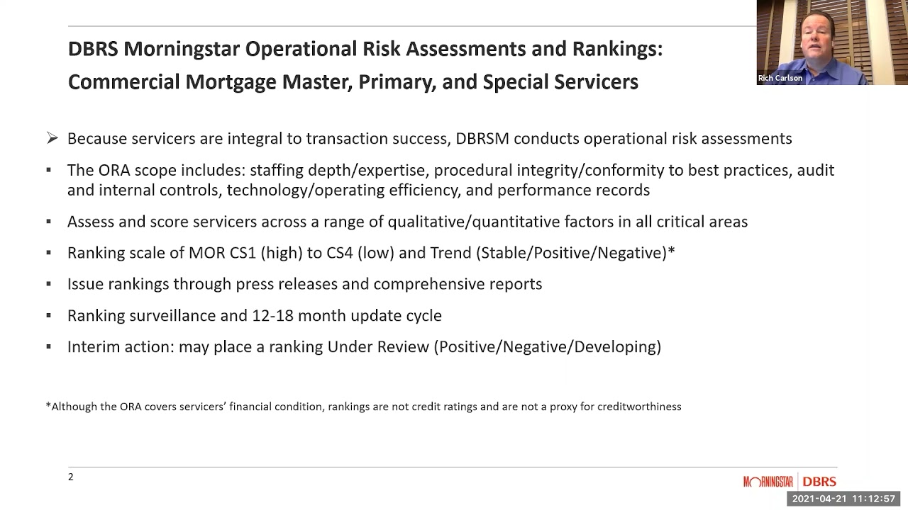 DBRS Morningstar CMBS Webinar: CMBS Servicer Review Process and Observations