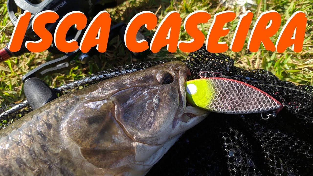 Pescaria com isca ( LIPLESS BAIT ) feita na impressora 3D - Fishing with homemade bait 3D Pescaria