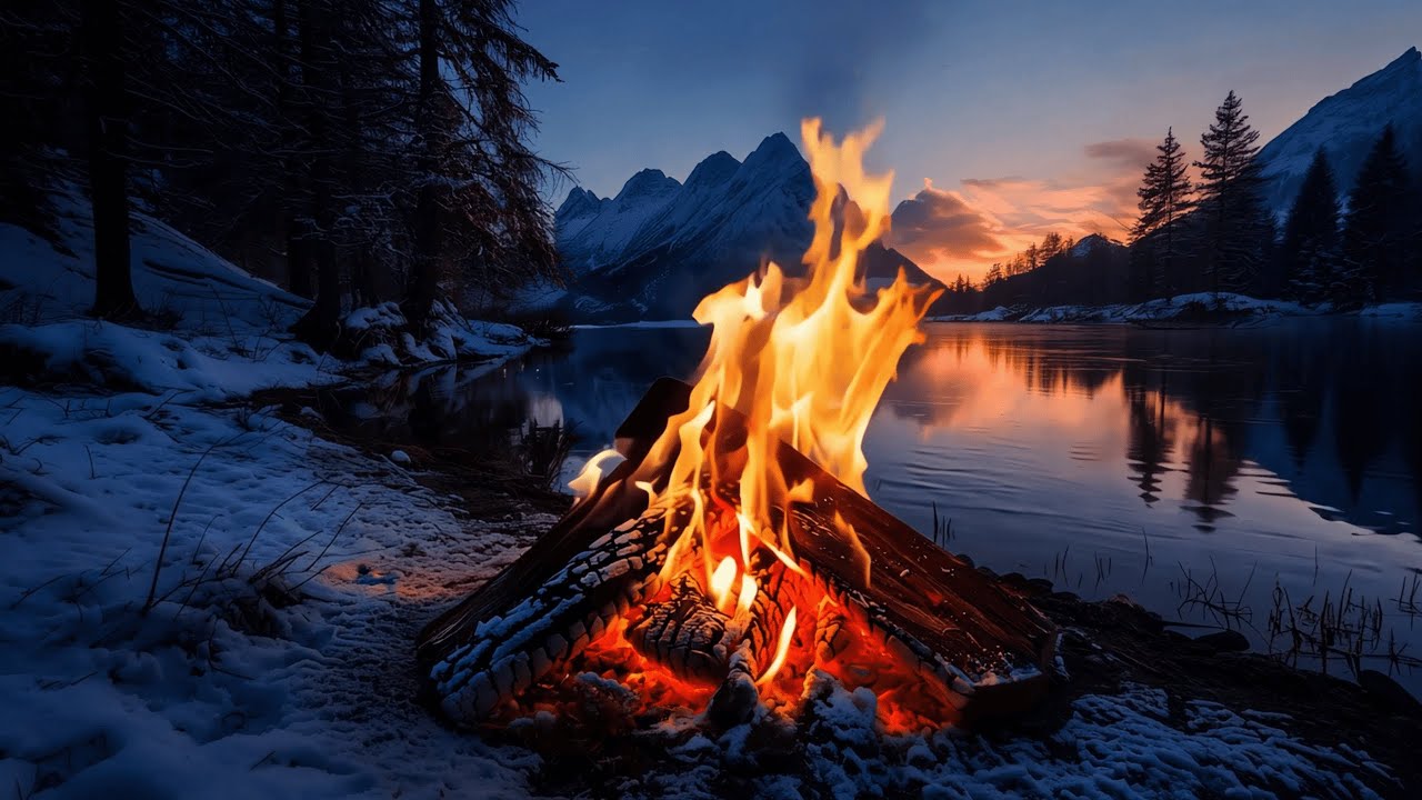 Peaceful Forest Dusk 🔥🌲 Crackling Fire & Soft River Sounds for Deep Sleep (4K)