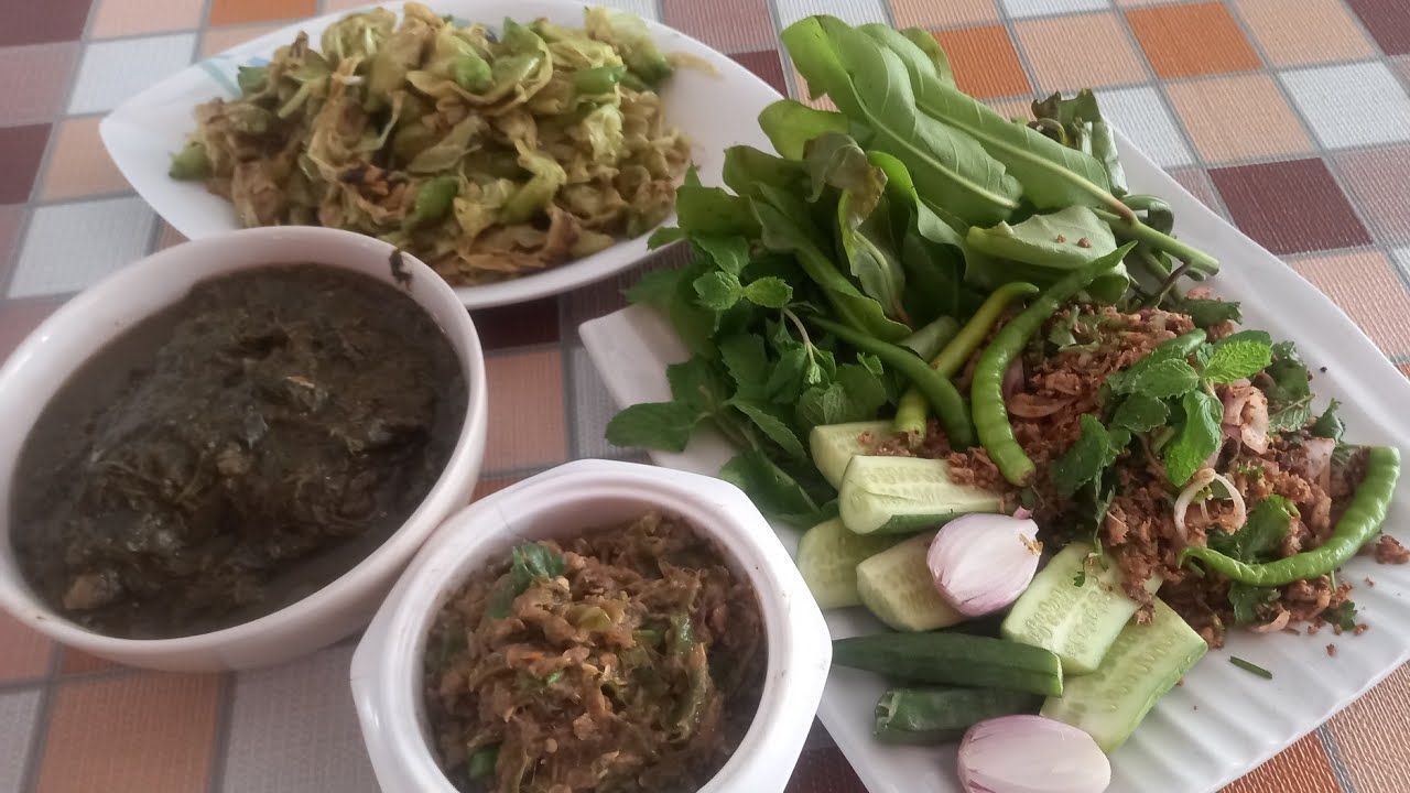 กับข้าวบ้านๆ ลาบปลาทู แกงขี้เหล็ก ป่นปลาทู ดอกแครวนน้ำมัน #กินกับป้าเล็ก #mukbang 