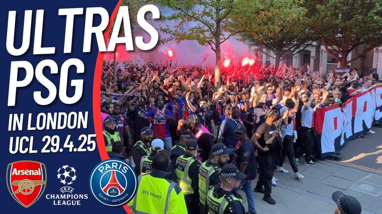 🧨🔴🔵 ULTRAS PSG FANS IN LONDON🔥🇫🇷 SEMI FINAL CHAMPIONS LEAGUE 29.04.25 ARSENAL vs PSG #ultras
