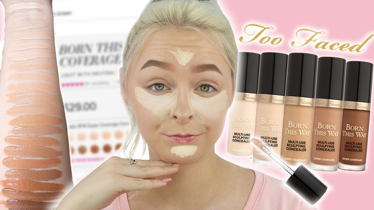 TOO FACED BORN THIS WAY CONCEALER (SUPER COVERAGE): REVIEW, DEMO, SWATCHES + WEAR TEST | MCDREW