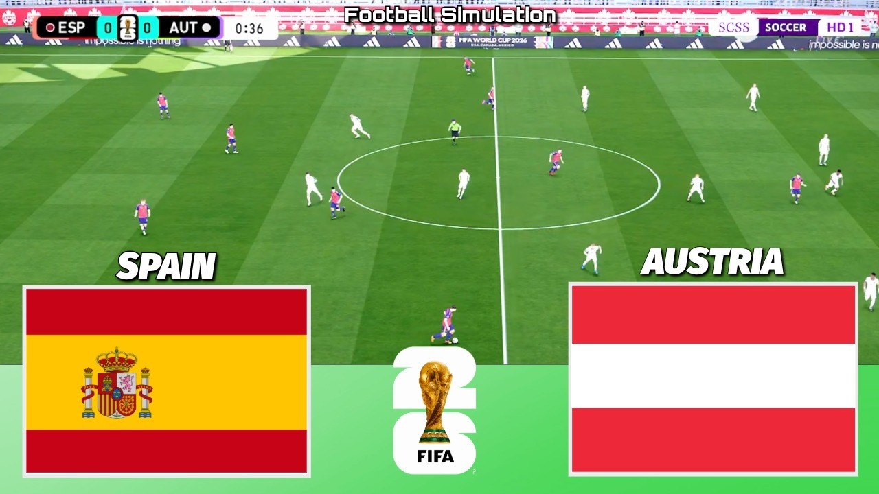 🔴 LIVE | Spain vs Austria - Round of 32 - FIFA World Cup 2026 | PES 21 Simulation