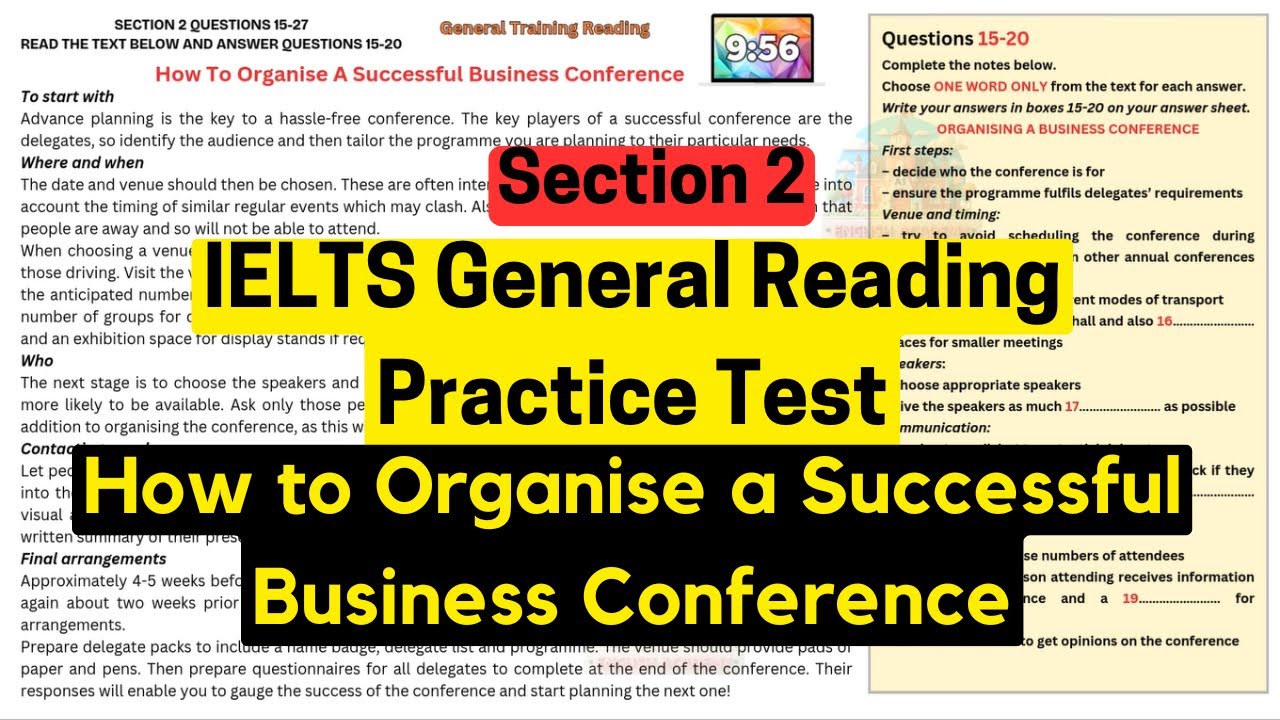 IELTS general reading practice test | How to Organise a Successful Business Conference listening