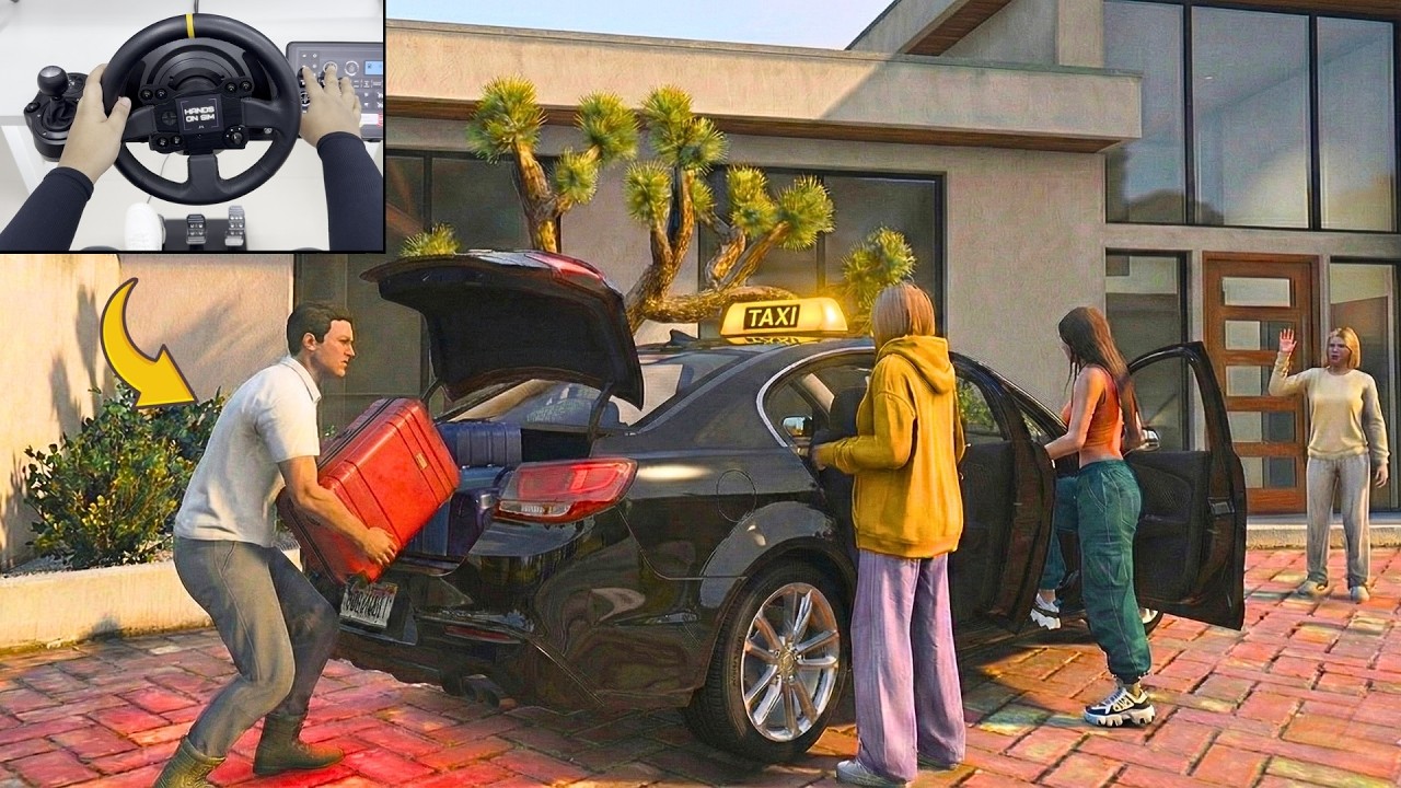 GTA 5 - Luxury Private Uber Taxi Job in Chevrolet Caprice | Steering Wheel Gameplay