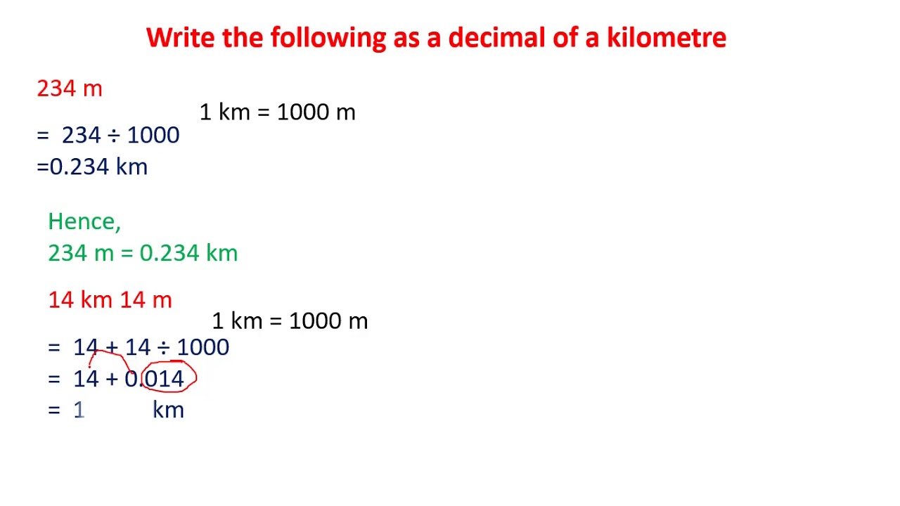 Conversion of measurements in Kilometre