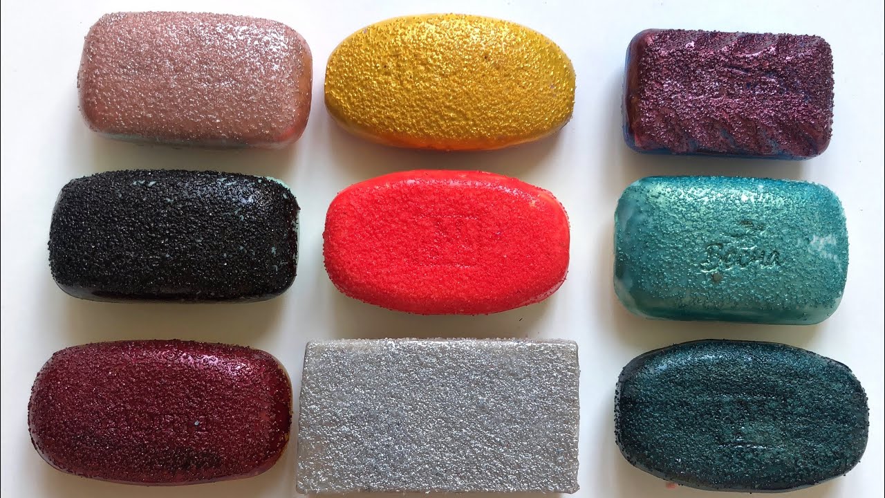 ASMR mild soap, cutting mild soap colored with varnish and salt