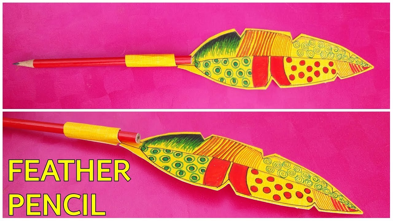 Easy Feather Pencil/Pen || Paper Feathers || DIY School Supplies || The Blue Sea Art