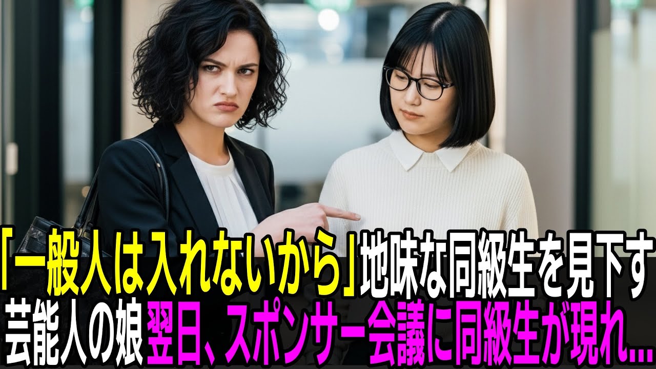 「一般人は入れないから」地味な同級生を見下す芸能人の娘。翌日、番組スポンサー会議で彼女が取締役席に座り、現場騒然