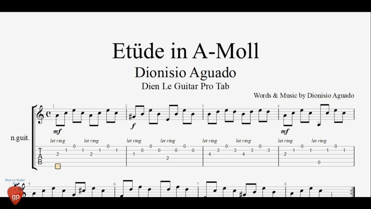 Dionisio Aguado - Etüde in A-Moll - Guitar Tabs